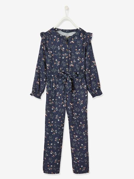 Combinaison à fleurs fille encre imprimé 1 - vertbaudet enfant 