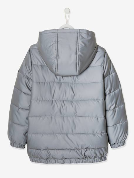 Doudoune à capuche doublée polaire garçon effet réfléchissant Gris+marine 7 - vertbaudet enfant 