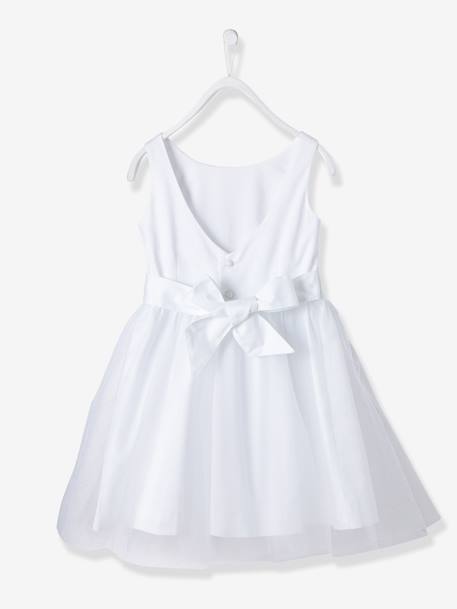 Robe cérémonie fille satin et tulle blanc+Rose poudré 3 - vertbaudet enfant 