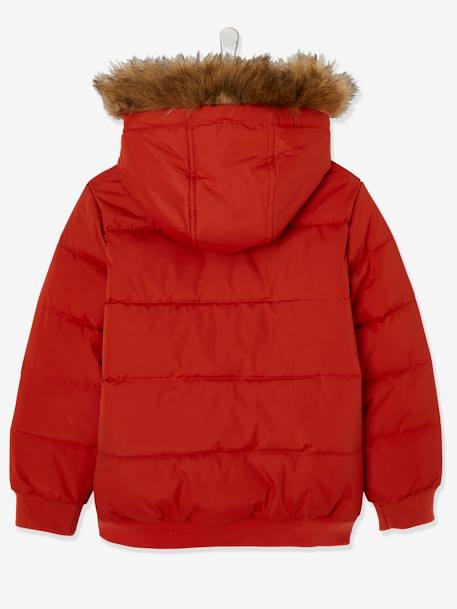 Doudoune à capuche garçon doublée maille polaire Rouge orangé vif 5 - vertbaudet enfant 