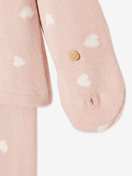 Ensemble 4 pièces bébé : pull + pantalon  + bonnet + moufles gris clair chiné+light pink 16 - vertbaudet enfant 