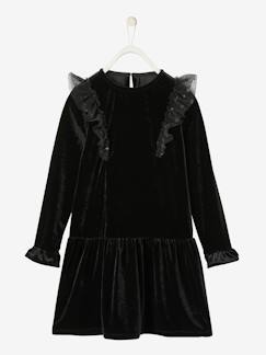 Robe de fête fille en velours lisse  - vertbaudet enfant