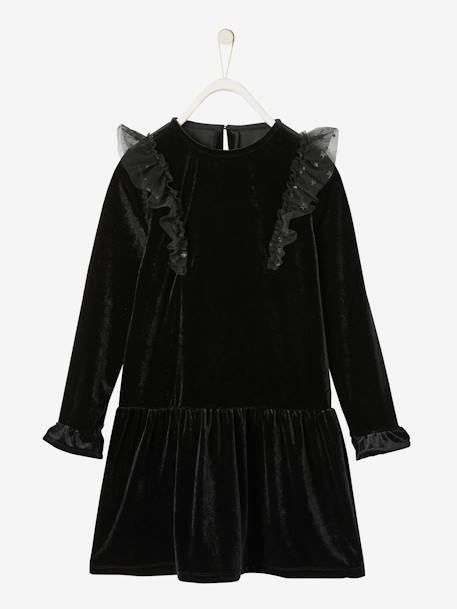 Robe de fête fille en velours lisse noir 1 - vertbaudet enfant 