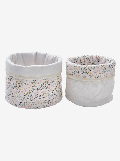 Lot de 2 petits paniers de rangement réversibles imprimé fleurs beige 6 - vertbaudet enfant 