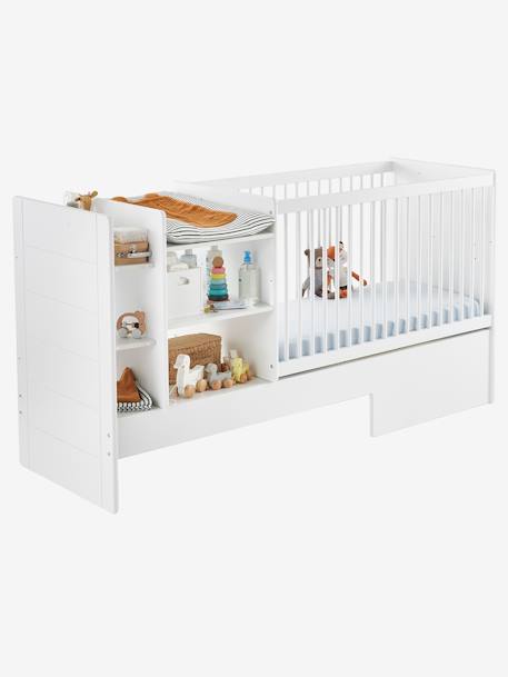 Lit combiné 4 en 1 avec rangements et table à langer EVOLUNID blanc 2 - vertbaudet enfant 