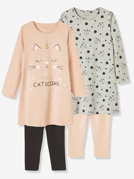 Lot de 2 chemise de nuit + leggings 'Caticorn' ROSE 1 - vertbaudet enfant 