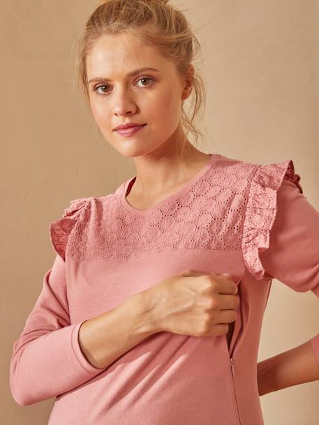 T-shirt bi-matière grossesse et allaitement bois de rose+encre 6 - vertbaudet enfant 