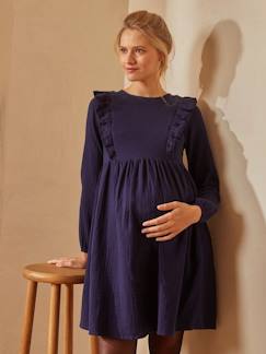 Les matières-Vêtements de grossesse-Robe-Robe gaze de coton de grossesse et d'allaitement