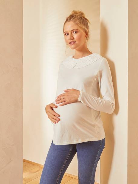 T-shirt col fantaisie grossesse et allaitement Beige - cf swatch 5 - vertbaudet enfant 