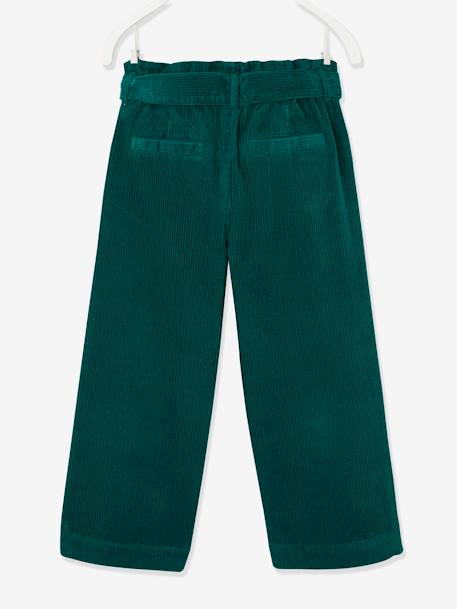 Pantalon large 7/8ème en velours fille vert 2 - vertbaudet enfant 