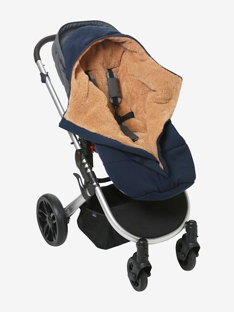 Chancelière poussette en molleton doublée jersey - 6/24 mois encre+gris chiné 8 - vertbaudet enfant 