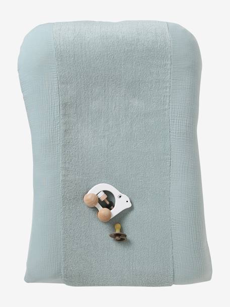 Housse matelas à langer bi-matière gaze de coton/éponge Babylone+vert céladon 7 - vertbaudet enfant 