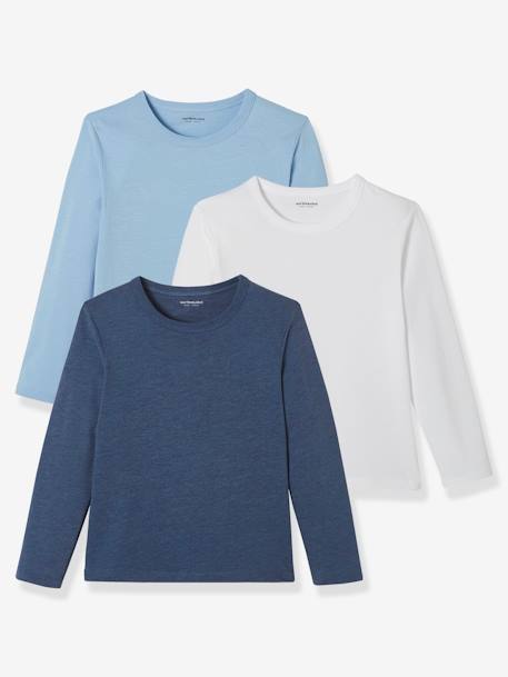 Garçon-Sous-vêtement-Lot de 3 T-shirts garçon manches longues BASICS