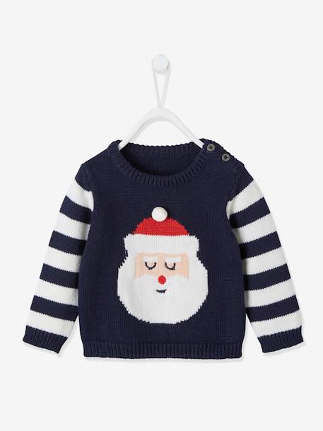 Pull 'Père Noël' bébé en tricot encre 1 - vertbaudet enfant 