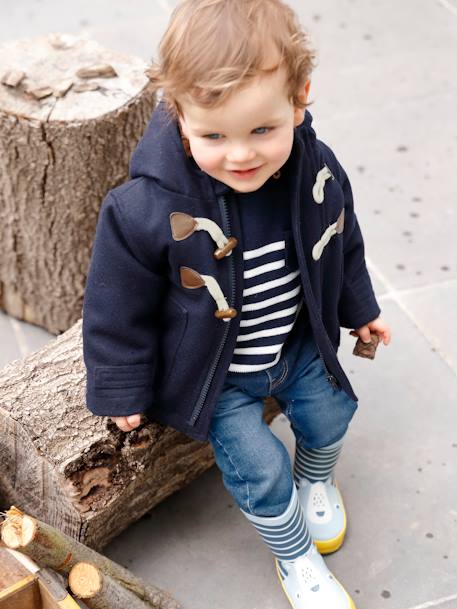 Manteau duffle-coat bébé avec capuche encre+gris chine 5 - vertbaudet enfant 