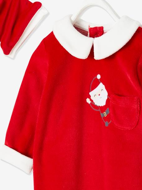 Coffret cadeau de Noël bébé dors-bien en velours + bonnet rouge brique 4 - vertbaudet enfant 