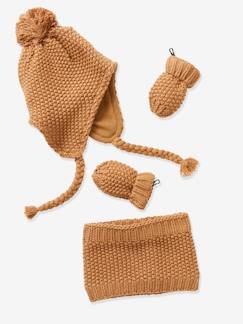 Bébé-Accessoires-Bonnet, écharpe, gants-Ensemble bonnet + snood + moufles bébé fille