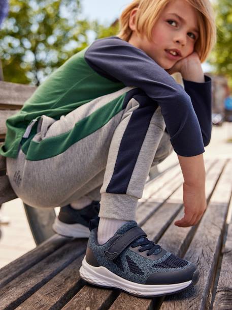 Pantalon de sport garçon en molleton bandes côtés bicolores bleu roi+gris anthracite+gris chiné+noir+vert 10 - vertbaudet enfant 