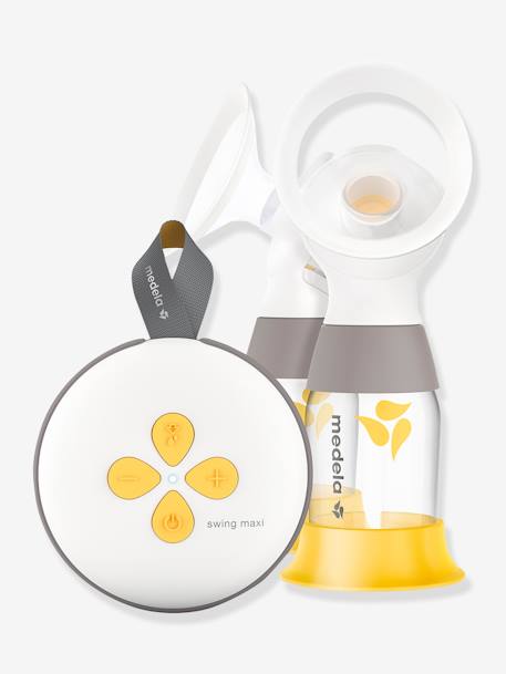Tire-lait électrique double rechargeable Swing Maxi + 2 téterelles blanc/jaune 1 - vertbaudet enfant 