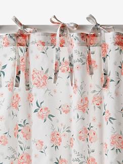 Linge de maison et décoration-Rideau voilage à nouettes imprimé fleurs Eau de rose