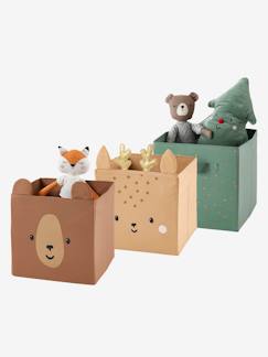 Idées cadeaux bébés et enfants-Linge de maison et décoration-Décoration-Lot de 3 bacs de rangement animaux GREEN FOREST