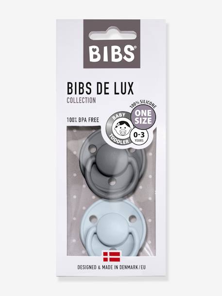 Lot de 2 sucettes-tétines De Lux en silicone BIBS Gris fer + bleu layette+Ivoire + rose poudré+Terracotta + rose poudré+Vert amande + gris nuage 1 - vertbaudet enfant 