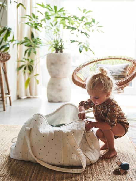 Sac à langer Baby Roll en gaze de coton eau de rose+ivoire imprimé 13 - vertbaudet enfant 