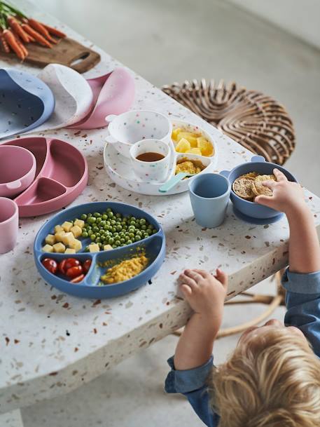 Bavoir avec récupérateur en silicone bleu jean+vieux rose 4 - vertbaudet enfant 