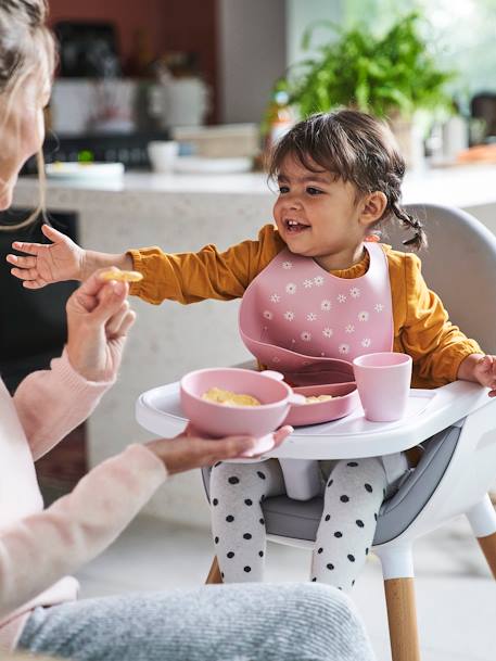Bavoir avec récupérateur en silicone bleu jean+vieux rose 7 - vertbaudet enfant 