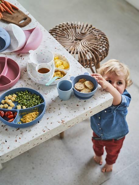 Bavoir avec récupérateur en silicone bleu jean+vieux rose 9 - vertbaudet enfant 