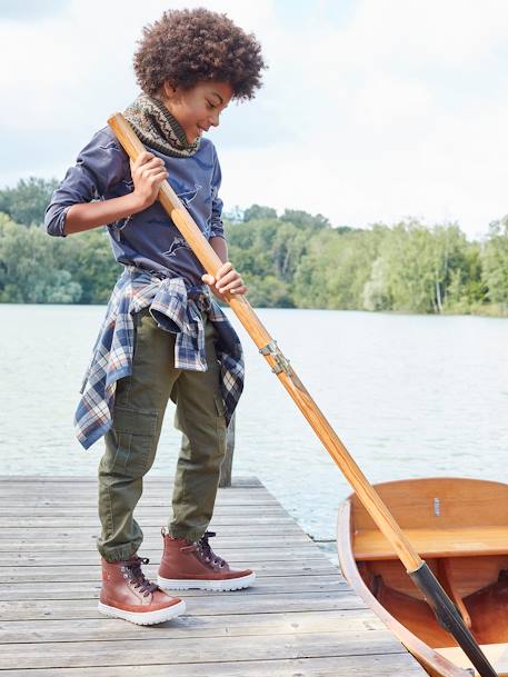 Pantalon garçon battle facile à enfiler bleu glacier+kaki foncé+taupe 7 - vertbaudet enfant 