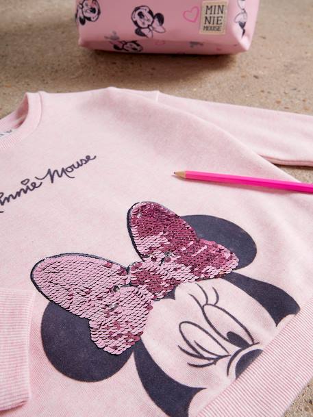 Sweat Disney Minnie® fille détail en sequins réversible rose chiné 2 - vertbaudet enfant 