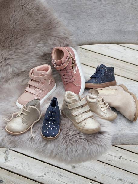 Boots cuir fille zippées et élastiquées beige irisé+marron+vieux rose 7 - vertbaudet enfant 