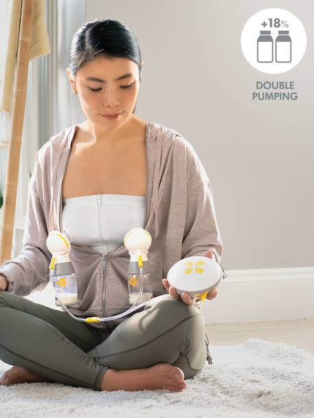 Tire-lait électrique double rechargeable Swing Maxi + 2 téterelles blanc/jaune 4 - vertbaudet enfant 