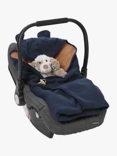 Plaid Siège-Auto Vertbaudet à Capuche - Vert Céladon - Coton Et Polyester