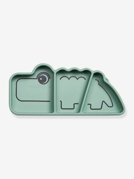 Assiette Stick&Stay Croco en silicone VERT 3 - vertbaudet enfant 