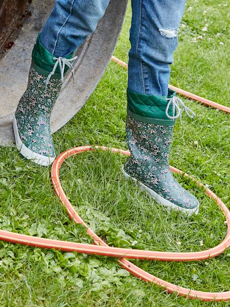 Bottes de pluie imprimées fille col matelassé vert 1 - vertbaudet enfant 