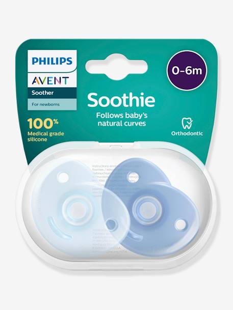 Lot de 2 sucettes nouveau-né Philips AVENT Soothie C½ur Bleu clair + bleu 2 - vertbaudet enfant 