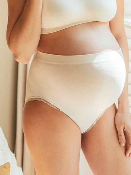 Culotte haute de grossesse sans couture Organic CACHE COEUR naturel+ROSE 2 - vertbaudet enfant 