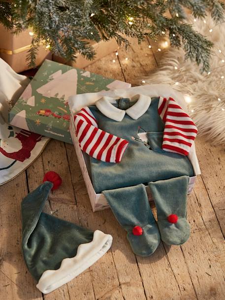 Coffret cadeau de Noël bébé mixte pyjama + bonnet Joyeux Lutin vert sapin 2 - vertbaudet enfant 