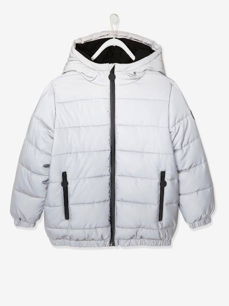 Doudoune à capuche doublée polaire garçon effet réfléchissant Gris+marine 6 - vertbaudet enfant 