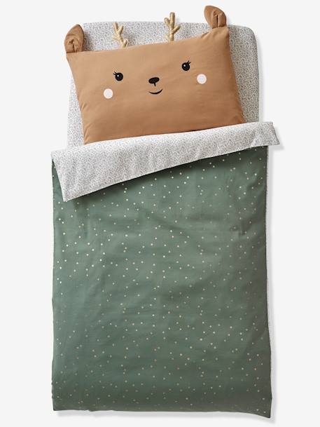 Taie d'oreiller bébé biche GREEN FOREST beige 3 - vertbaudet enfant 