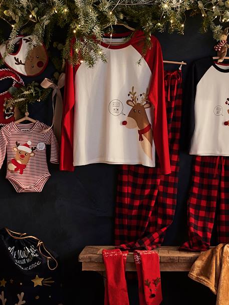 Pyjama Noël femme / Pyjama famille Oeko-Tex® Beige avec anim et bas à carre 3 - vertbaudet enfant 