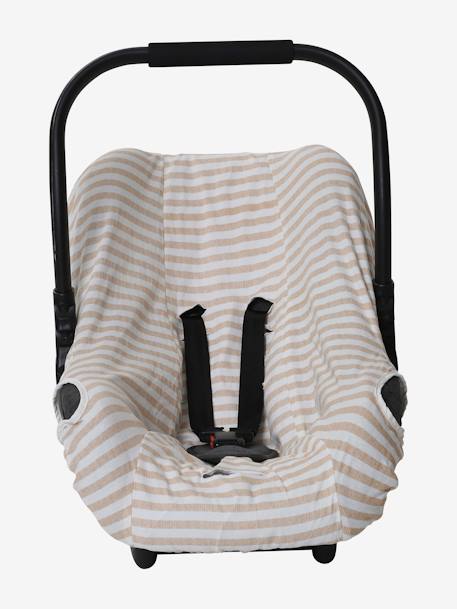 Housse élastiquée pour siège coque 0+ rayé beige+rose thé 5 - vertbaudet enfant 