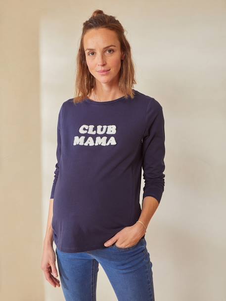 T-shirt à message grossesse et allaitement en coton bio MARINE GRISE+Vert 5 - vertbaudet enfant 