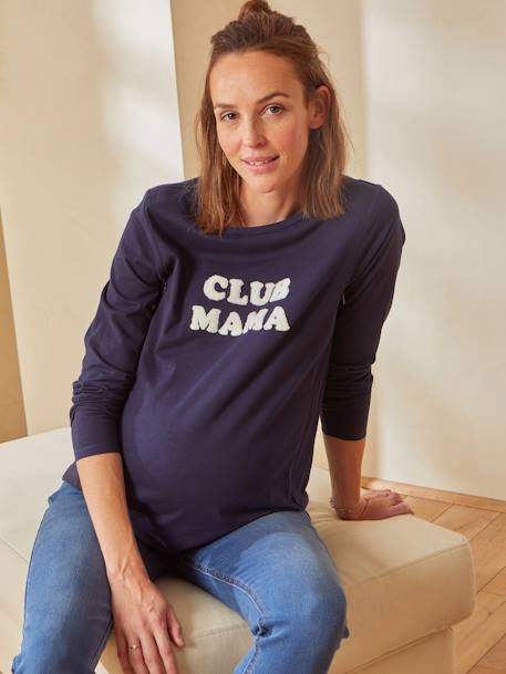 T-shirt à message grossesse et allaitement en coton bio MARINE GRISE+Vert 4 - vertbaudet enfant 