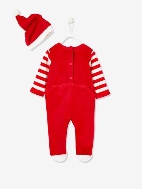 Coffret cadeau de Noël bébé dors-bien en velours + bonnet rouge brique 3 - vertbaudet enfant 
