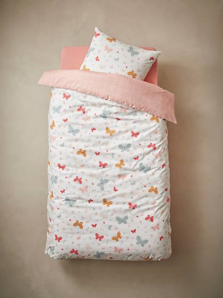 Parure housse de couette enfant et taie d'oreiller PAPILLONS rose 5 - vertbaudet enfant 