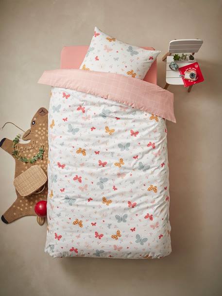 Parure housse de couette enfant et taie d'oreiller PAPILLONS rose 4 - vertbaudet enfant 