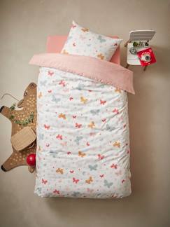 oeko-tex-Linge de maison et décoration-Linge de lit enfant-Parure housse de couette + taie d'oreiller essentiels enfant PAPILLONS